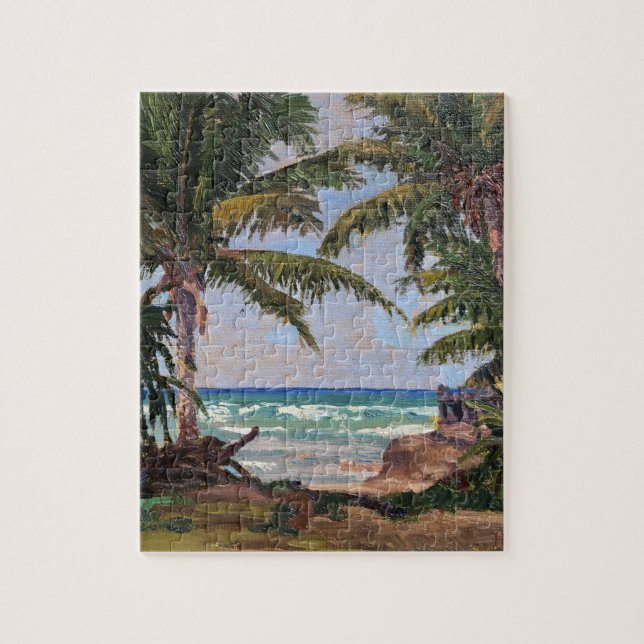Hawaii Tropical Palm Trees Vintage Jigsaw Puzzle (Vertical)