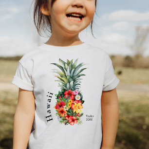 Hawaii Tropical Pineapple w/ Flowers, Family Name Toddler T-shirt