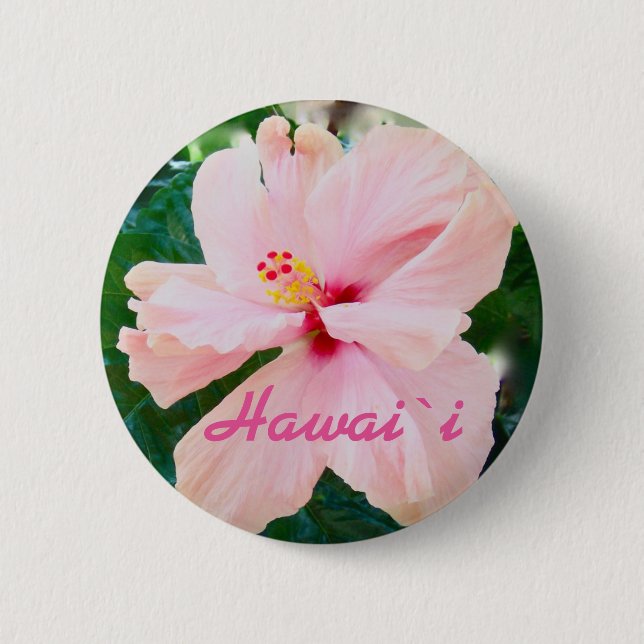 Hawaii Tropical Pink Flower 2 Inch Round Button (Front)