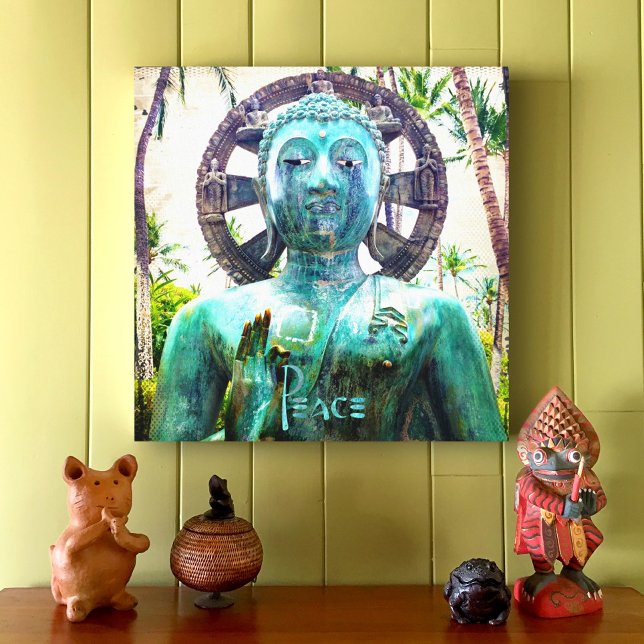 Hawaii Turquoise Blue Buddha Statue Photo Peace Canvas Print (Creator Uploaded)