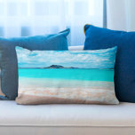 Hawaii Turquoise Ocean Sandy Beach Photo Tropical Lumbar Pillow<br><div class="desc">Remind yourself of the fresh salt smell of the ocean air. Relax, breathe, and explore the solitude of an empty Hawaiian beach with this stunning, soft and comfortable, decorative photo lumbar pillow. Makes a great gift for someone special! You can easily personalize this lumbar pillow. I also offer customization on...</div>