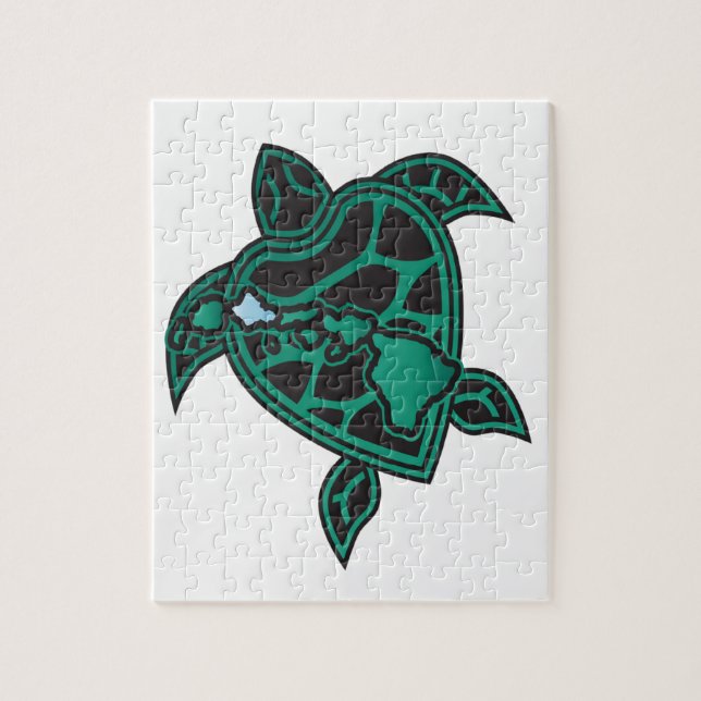 Hawaii Turtle and Hawaii Islands Jigsaw Puzzle (Vertical)