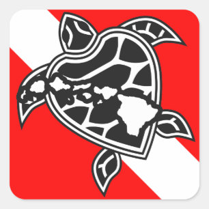 Hawaii Turtle Dive Flag Square Sticker
