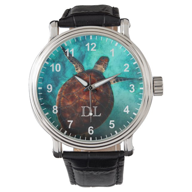 Hawaii Turtle Honu Monogram Numbers Watch (Front)