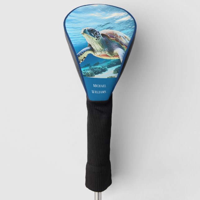 Hawaii Turtle Honu  Photo Monogram Golf Head Cover (Front)