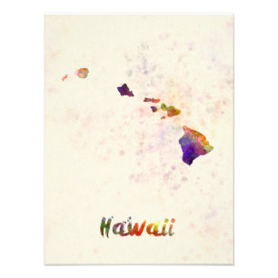 Hawaii U.S. state in watercolor Photo Print