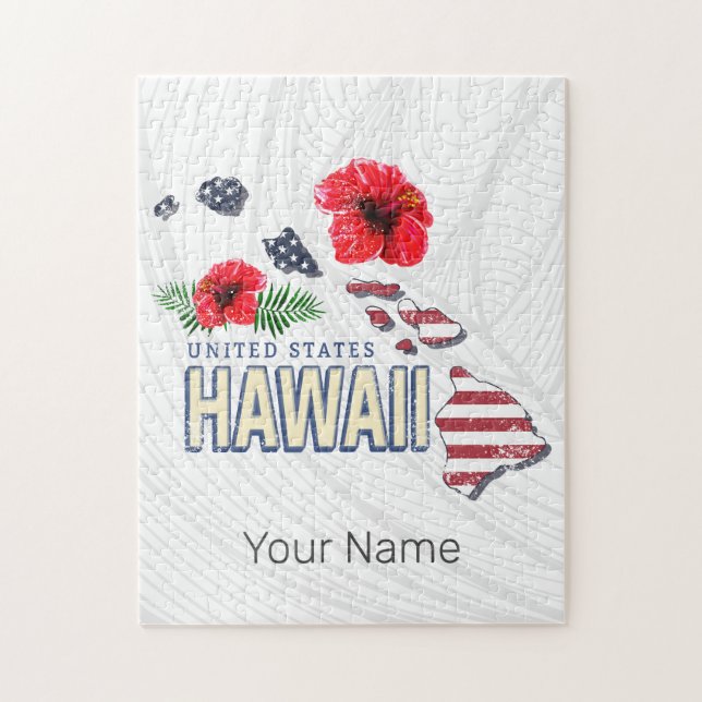 Hawaii United States Retro State Map USA Souvenir Jigsaw Puzzle (Vertical)