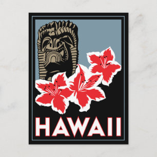hawaii united states usa art deco retro travel postcard