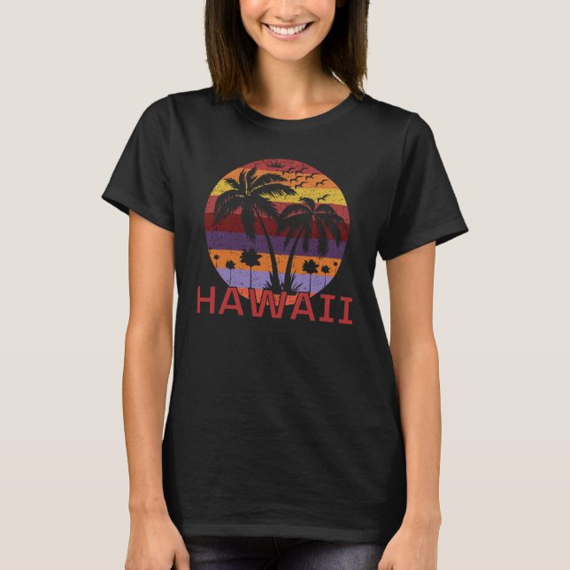 Hawaii US Vintage Palm Trees Travel T-Shirt (Front)