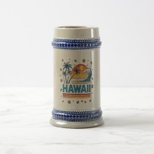 Hawaii Vacation Sunset 70S Beach Beer Stein