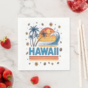 Hawaii Vacation Sunset 70S Beach Napkin