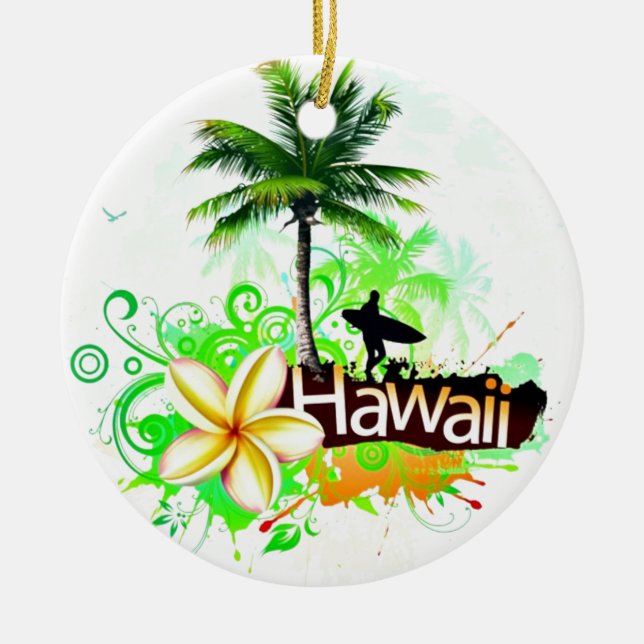Hawaii Vacation Travel Souvenir Ceramic Ornament (Front)