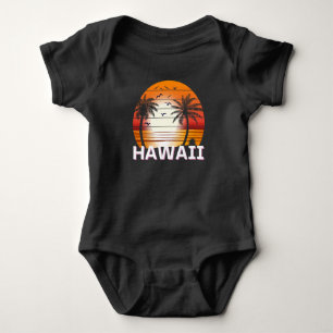 Hawaii Vintage Palm Trees Summer Beach Baby Bodysuit