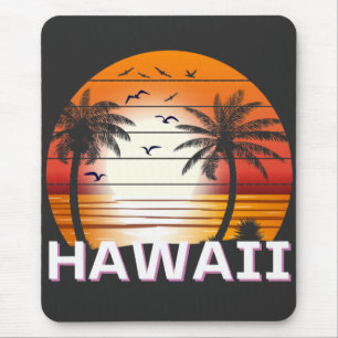 Hawaii Vintage Palm Trees Summer Beach Mouse Pad