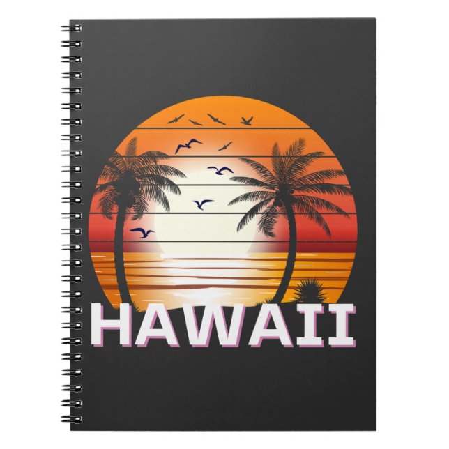 Hawaii Vintage Palm Trees Summer Beach Notebook (Front)