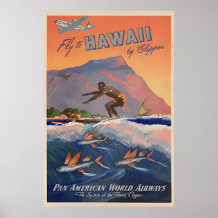 Hawaii - Vintage Pan American Clipper Poster