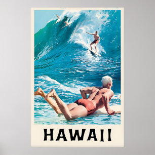 Hawaii Vintage Travel Poster Custom Art Print