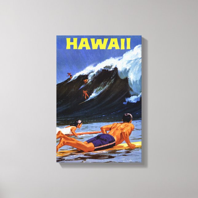Hawaii Vintage Travel Poster Restored Canvas Print (Front)