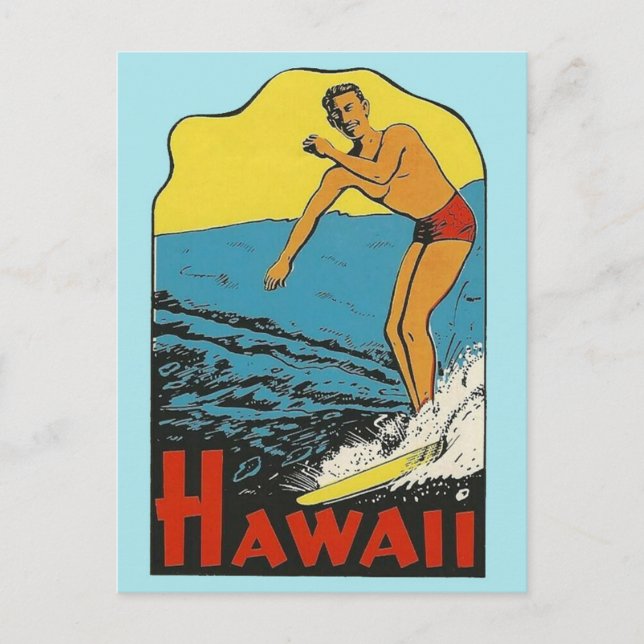 Hawaii Vintage voyage - Carte postale Surfer (Devant)