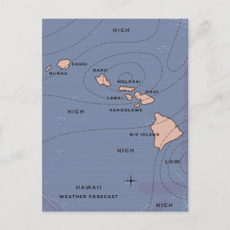 Hawaii Vintage weather forecast Announcement Postcard