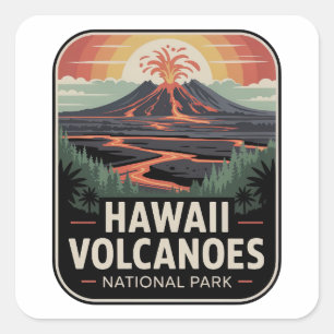 Hawaii Volcanoes National Park Lava Badge Square Sticker