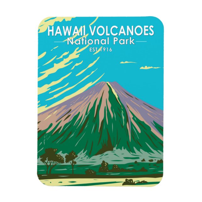 Hawaii Volcanoes National Park Mauna Loa Vintage Magnet (Vertical)