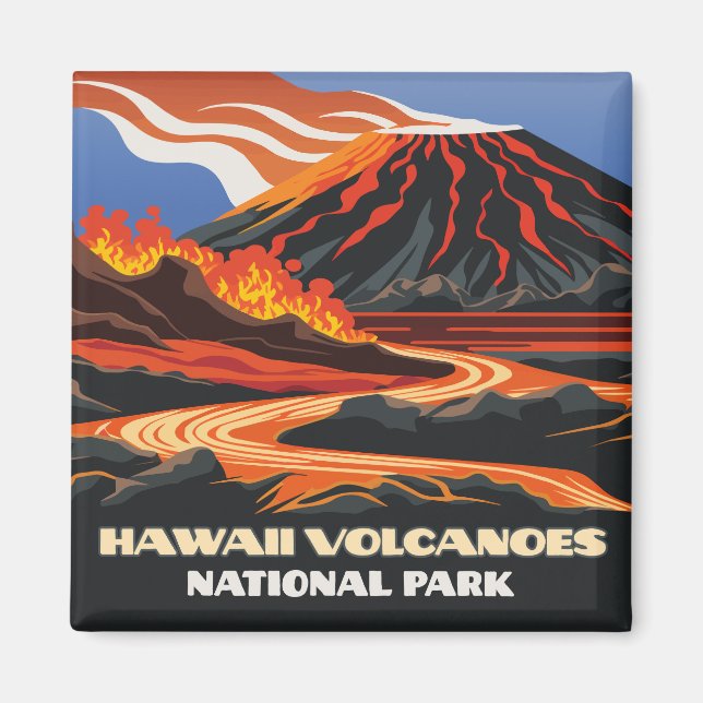 Hawaii Volcanoes National Park Mauna Loa Vintage Magnet (Front)