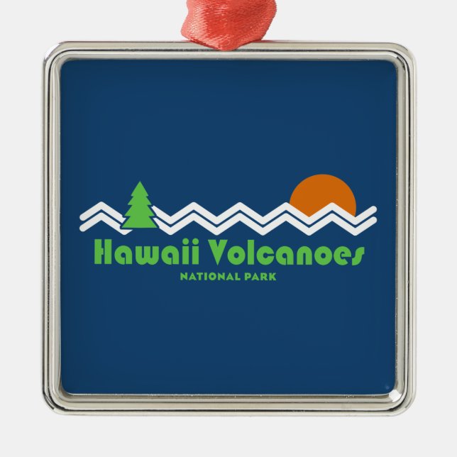 Hawaii Volcanoes National Park Retro Metal Ornament (Front)