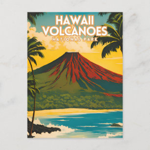 Hawaii Volcanoes National Park Travel Poster Postcard
