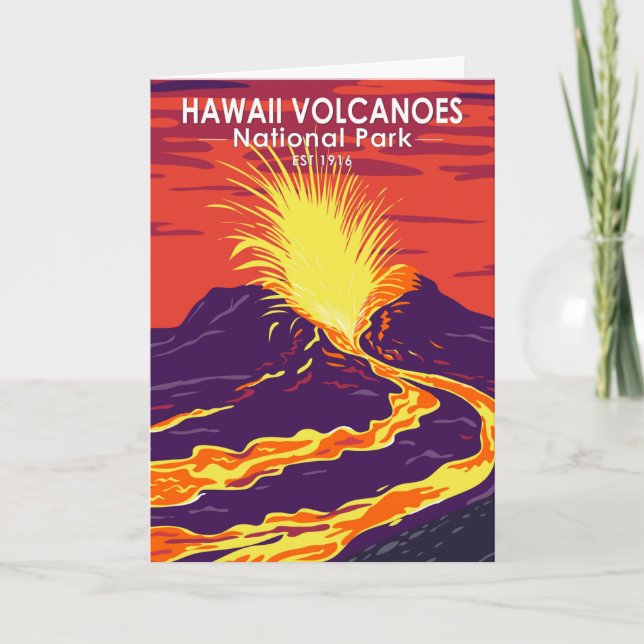 Hawaii Volcanoes National Park Vintage Card (Front)