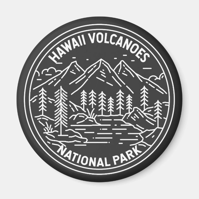 Hawaii Volcanoes National Park Vintage Monoline Magnet (Front)