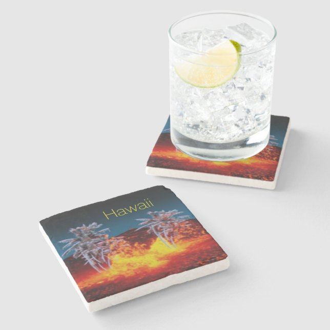 Hawaii volcanoes stone coaster (Side)