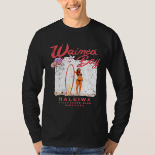 Hawaii Waimea Bay Surfboard Girl Hawaiian Surfer T-Shirt