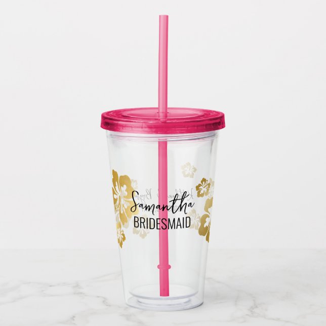 Hawaii Wedding Bridesmaid Personalized  Acrylic Tumbler (Front)