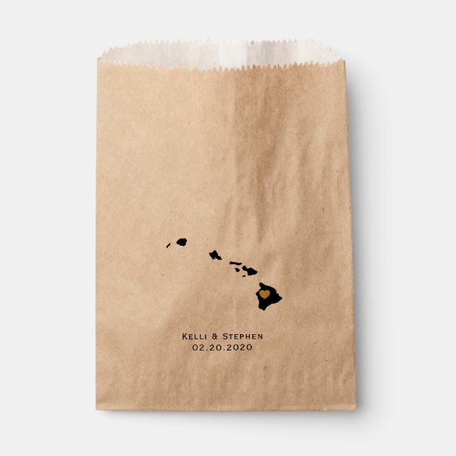 Hawaii Wedding Favour Treat Sacks, Gift Bags (Front)