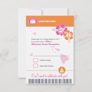 Hawaii Wedding RSVP Confirmation Boarding Pass Card