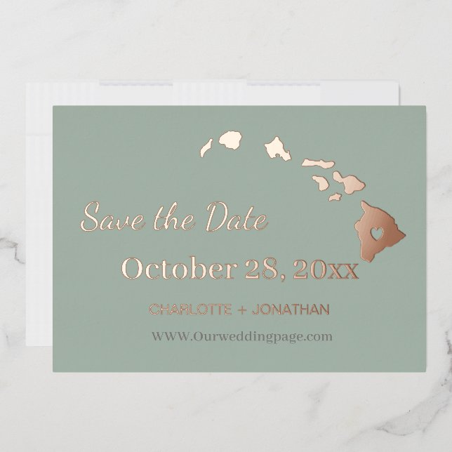 Hawaii Wedding Save The Date Rose Gold (Envelope)