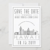 Hawaii Wedding Stylized Skyline Save the Date
