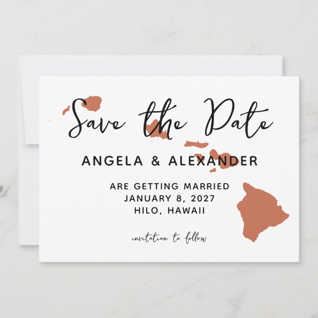 Hawaii Wedding Terracotta Save The Date (Front)