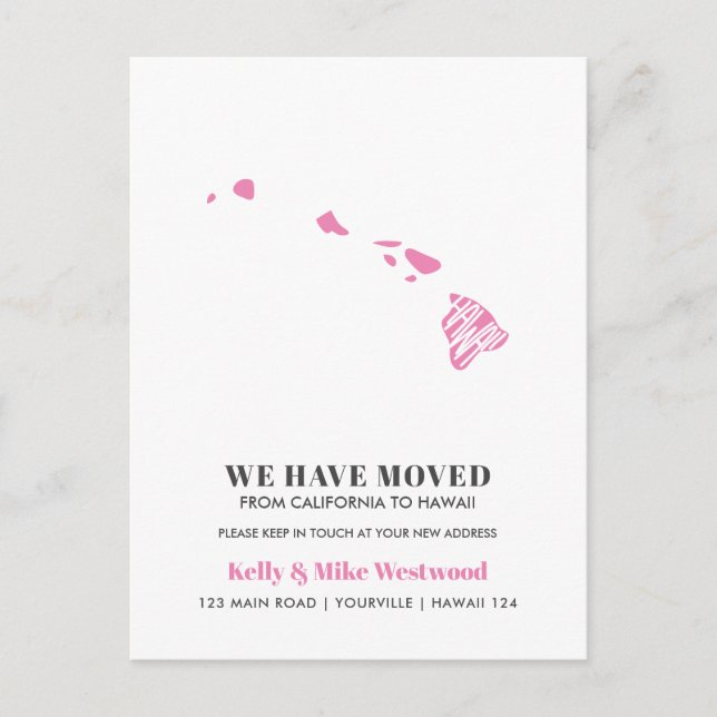 HAWAII We've moved New address New Home  Postcard (Front)