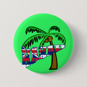 Hawaii with Palm Tree Products 2 Inch Round Button