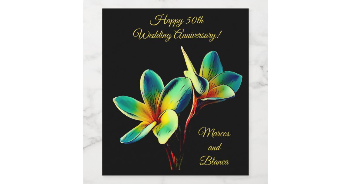 Hawaiian 50th Wedding Anniversary Wine Label Zazzle