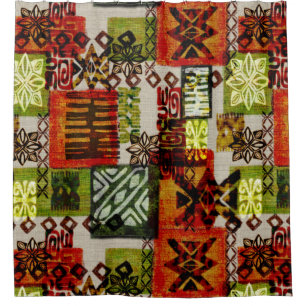 Hawaiian 60s 70s mod retro pattern shower curtain