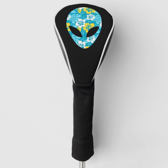 Hawaiian Alien Head - Funny Alien Golf Head Cover (Front)