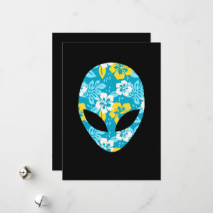 Hawaiian Alien Head - Funny Alien Holiday Card