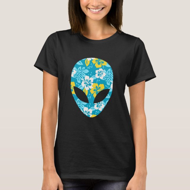 Hawaiian Alien Head - Funny Alien T-Shirt (Front)