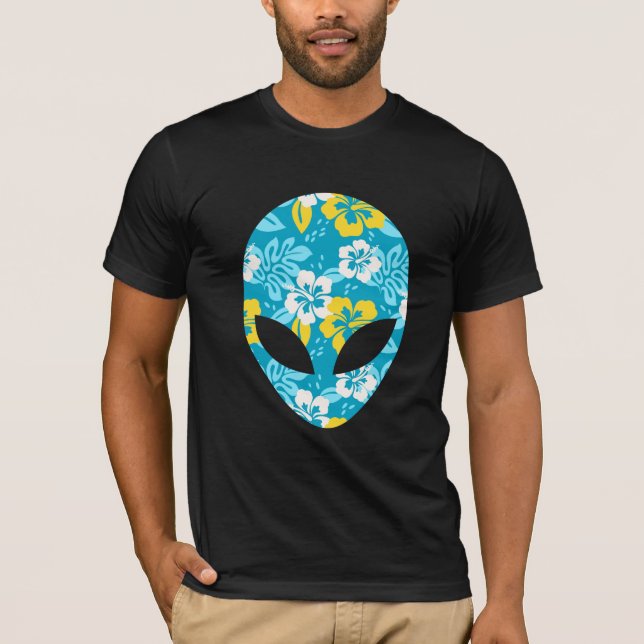 Hawaiian Alien Head - Funny Alien T-Shirt (Front)