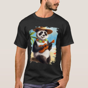 Hawaiian Aloha Panda Playing Ukulele Beach T-Shirt