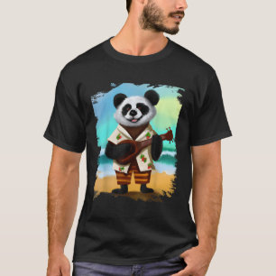 Hawaiian Aloha Panda Playing Ukulele Beach T-Shirt