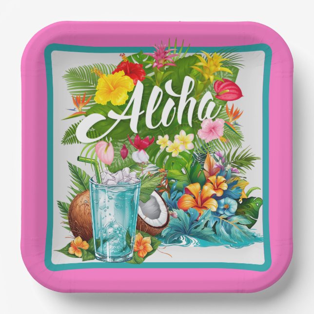 Hawaiian Aloha Paper Plate (Front)